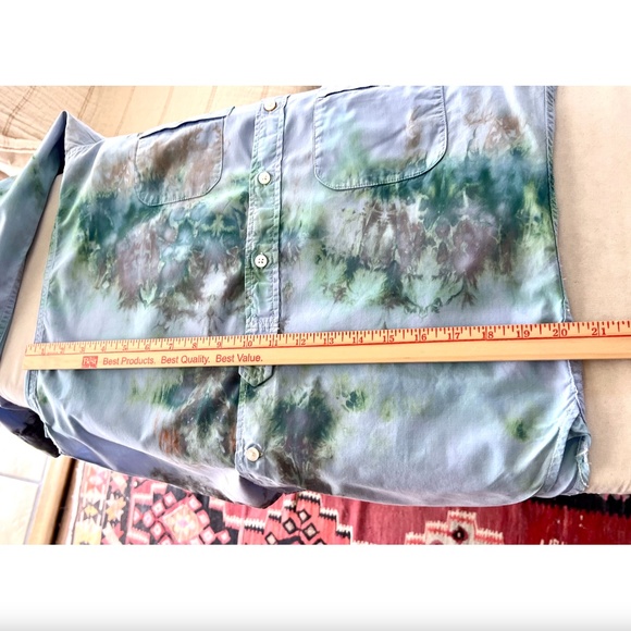 ENGINEERED GARMENTS Tie Dyed Button Down Band Collar Shirt - S - Picture 9 of 11